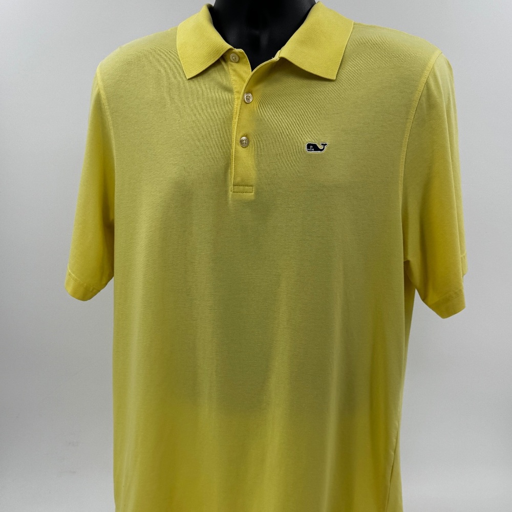 Vineyard Vines Polo Shirt Mens Med Yellow Short Sleeve Cotton‎ *READ DESC*